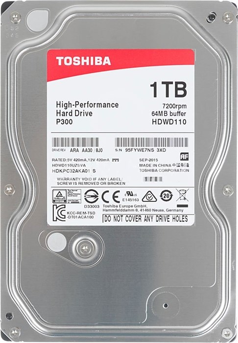 Жесткий диск 1Tb Toshiba P300 (HDWD110UZSVA) HDS358963653 - фото 5727