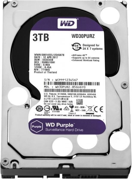 Жесткий диск 3Tb WD WD30PURZ Purple HDS358963672 - фото 5802